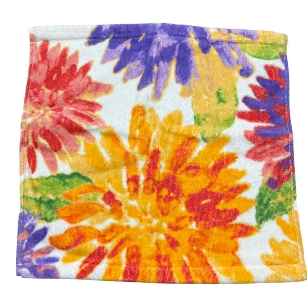 Artisan Floral Washcloth Set OS Multicolor Very Good Soft Terry Cloth 2pc